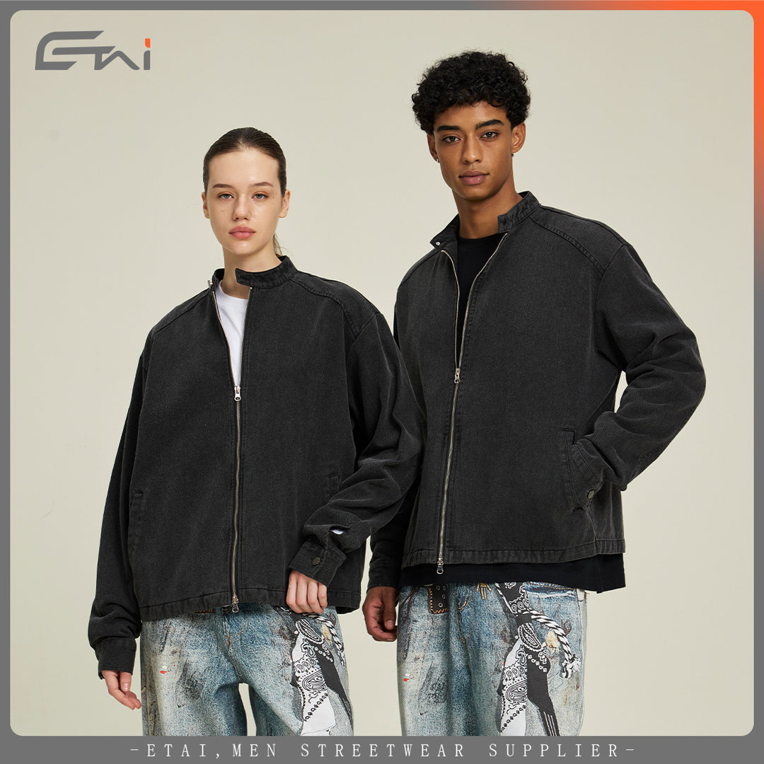 Herren Jeansjacke mit Stehkragen und durchgehendem Reißverschluss Echo Archiv