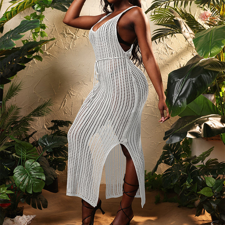 Damen Maxikleid mit raffiniertem Häkelmuster und seitlichem Schlitz Echo Archiv