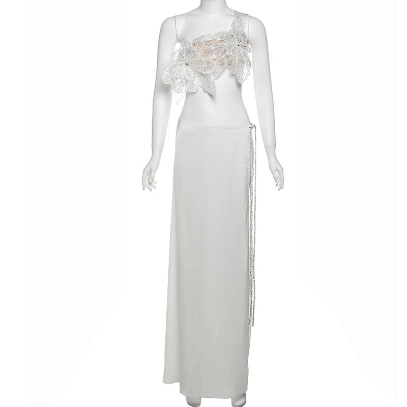 Damen Elegantes Abendkleid mit floralen Applikationen und schwingendem Tüllrock Echo Archiv