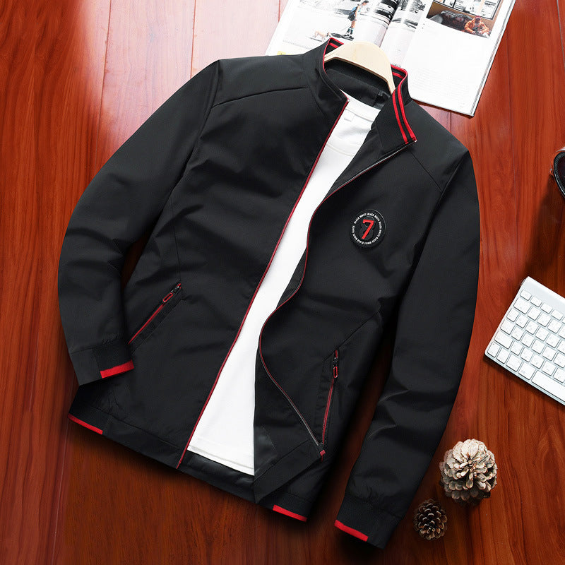 Herren Sportiver Microfaser-Blouson mit Stehkragen, Reißverschlusstaschen und Kontrastpaspel Echo Archiv