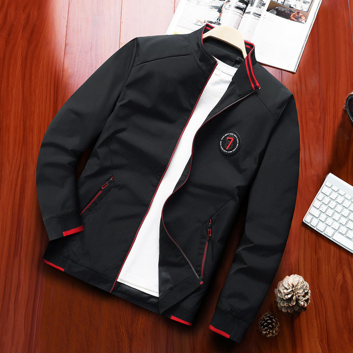 Herren Sportiver Microfaser-Blouson mit Stehkragen, Reißverschlusstaschen und Kontrastpaspel Echo Archiv