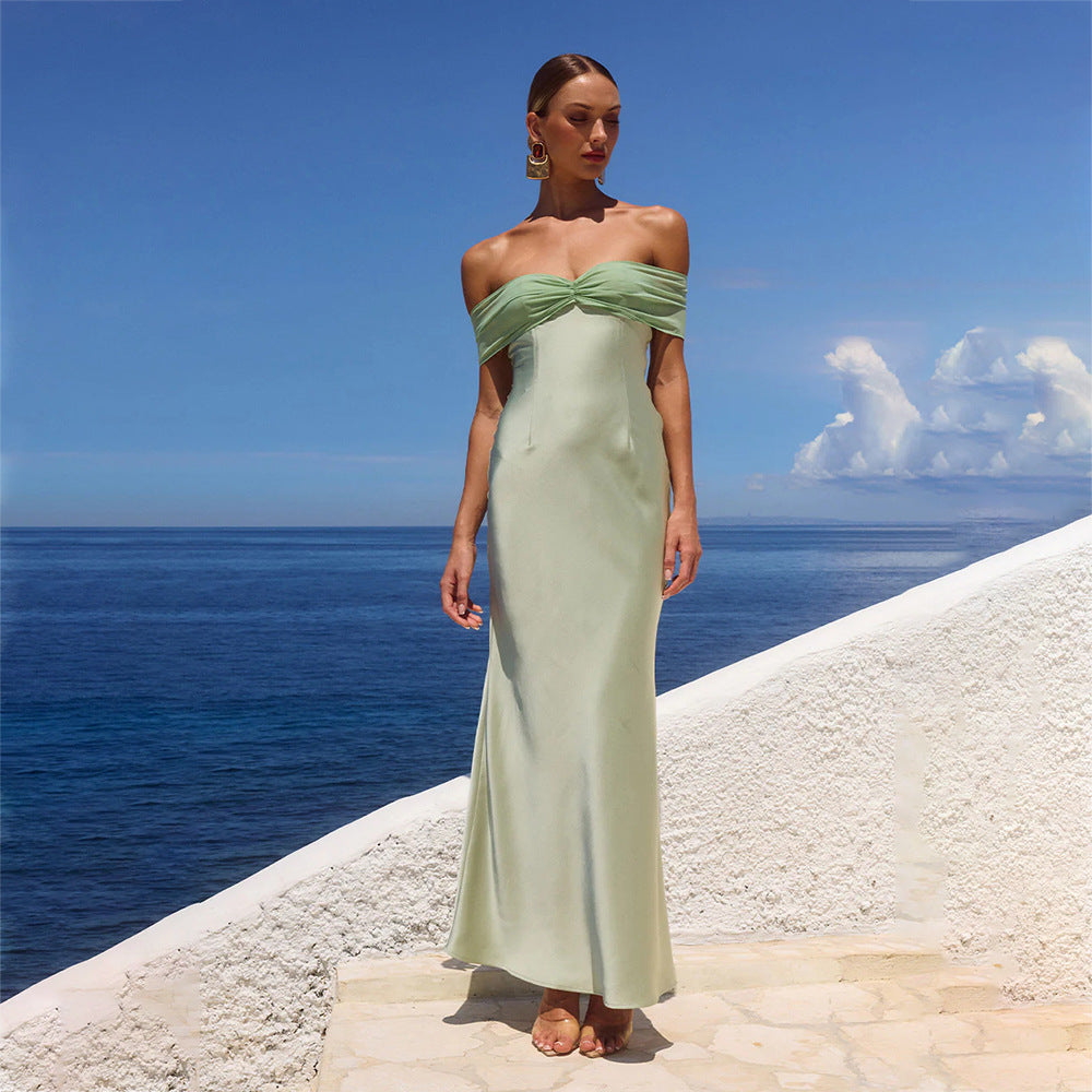 Damen elegantes Maxikleid mit schulterfreiem Design Echo Archiv
