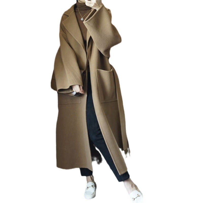 Damen Wollmix-Longcoat im Oversize-Schnitt mit großen aufgesetzten Taschen Echo Archiv