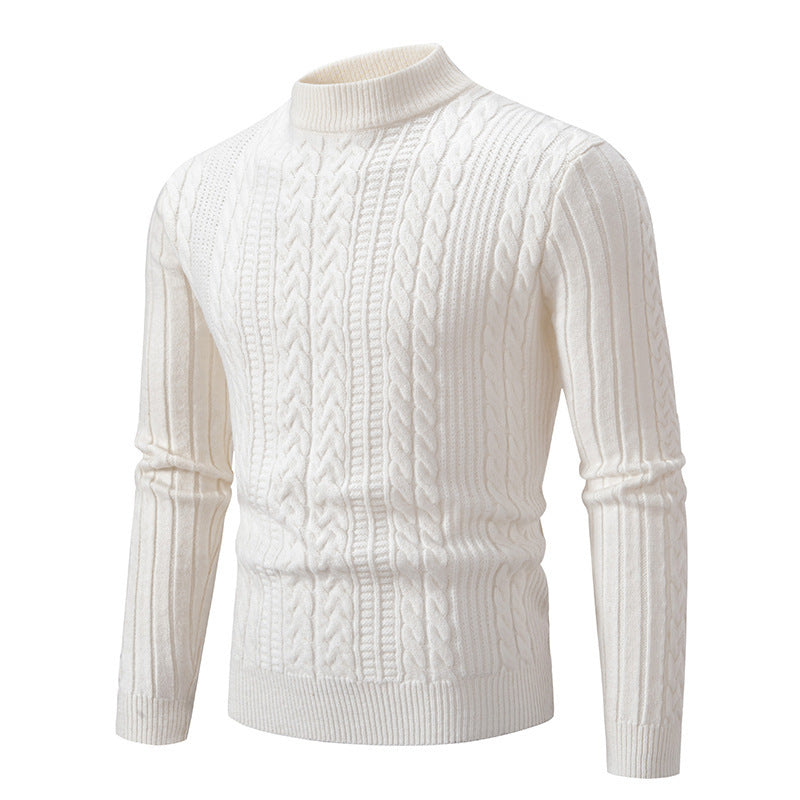 Herren eleganter Rollkragenpullover mit tiefem Zopfmuster und moderner Passform Echoarchiv