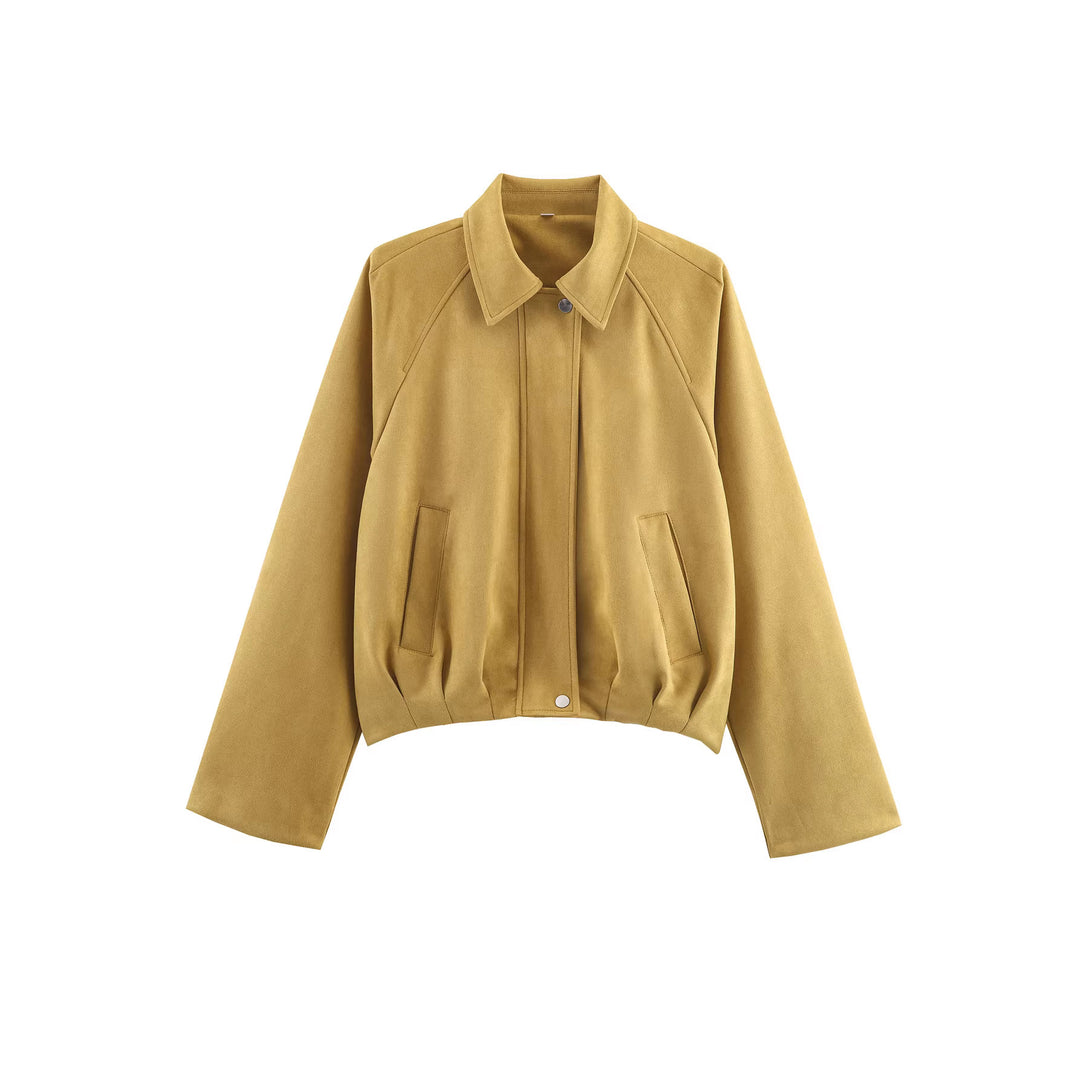 Damen Blousonjacke in Velours‑Optik mit Raglanärmeln und tailliertem Saum Echoarchiv