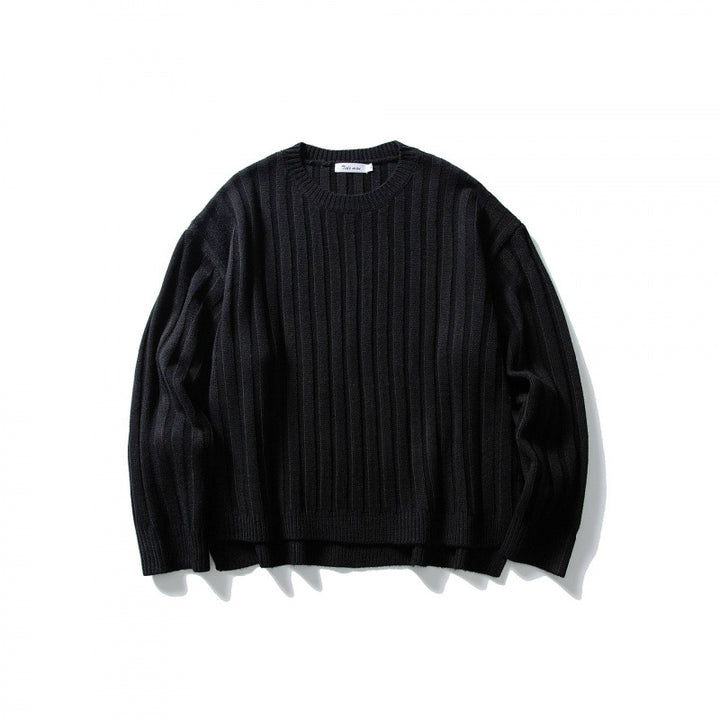 Unisex Grobgerippter Oversize-Strickpullover mit Rundhals und verlängertem Saum Echo Archiv
