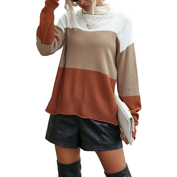 Damen Oversize Strickpullover mit hohem Rollkragen und strukturiertem Waffelstrick Echoarchiv