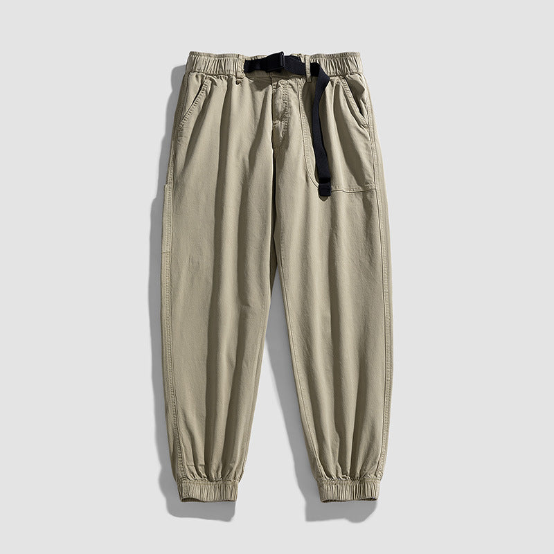 Herren Casual-Joggerhose aus Baumwoll‑Twill mit elastischem Bund, integriertem Webgürtel und geripptem Knöchelabschluss Echo Archiv