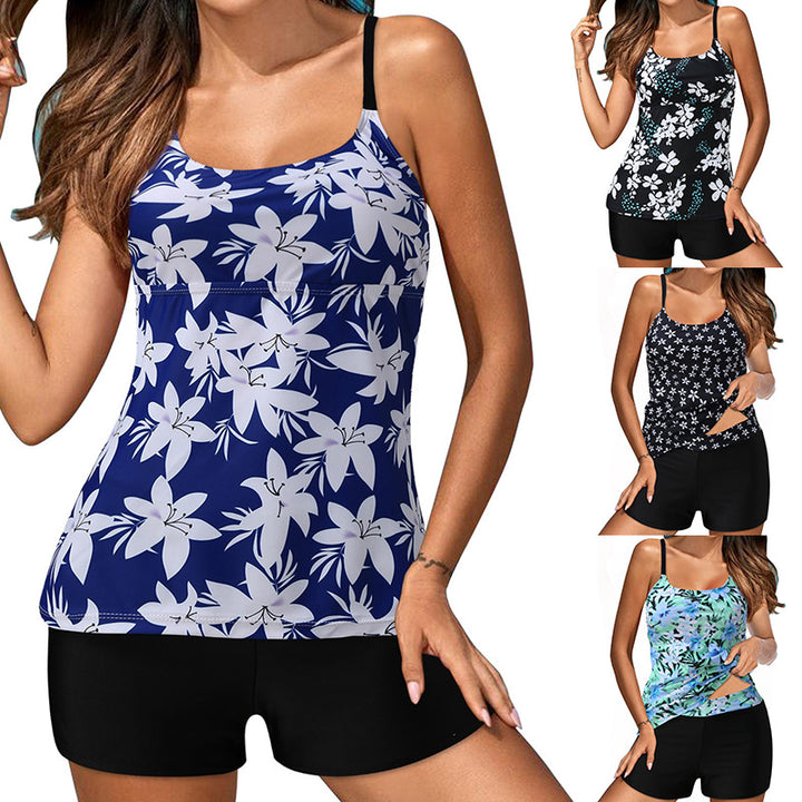 Damen Tankini mit blütenverziertem Oberteil und Shorts Echo Archiv