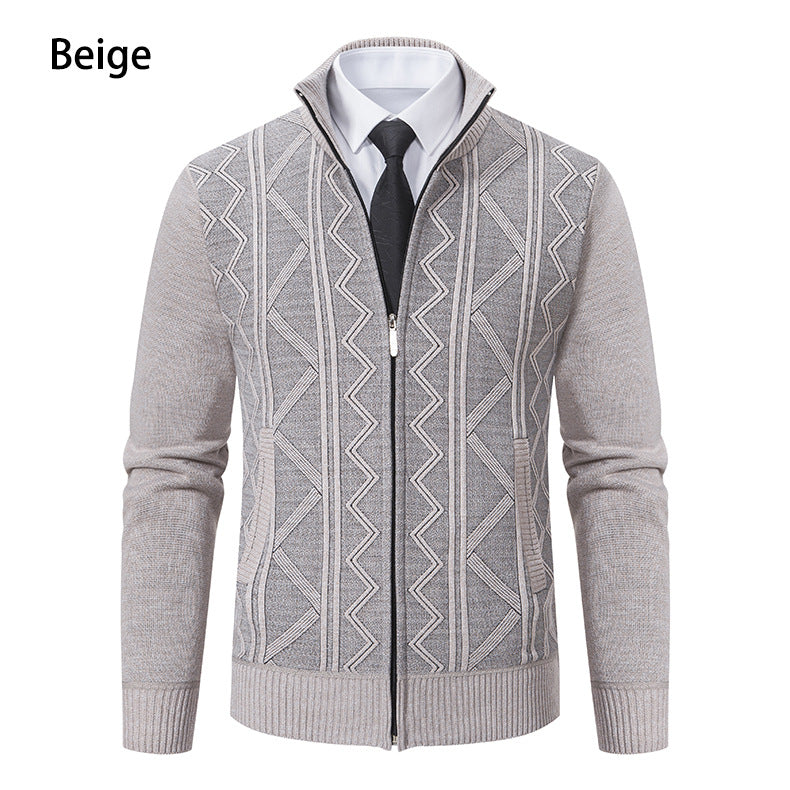 Herren modische Strickjacke mit hohem Kragen und Reißverschluss Echoarchiv