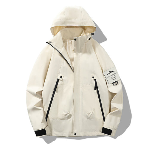 Herren Technische Kapuzen-Utility-Jacke mit verdeckter Frontblende, Reißverschluss-Taschen und Ärmeltasche Echo Archiv
