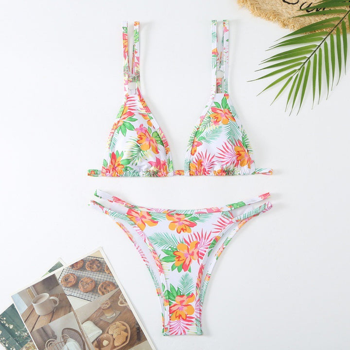 Damen Triangel-Bikini mit verspieltem Blumenmuster und raffinierten Schnürdetails Echo Archiv