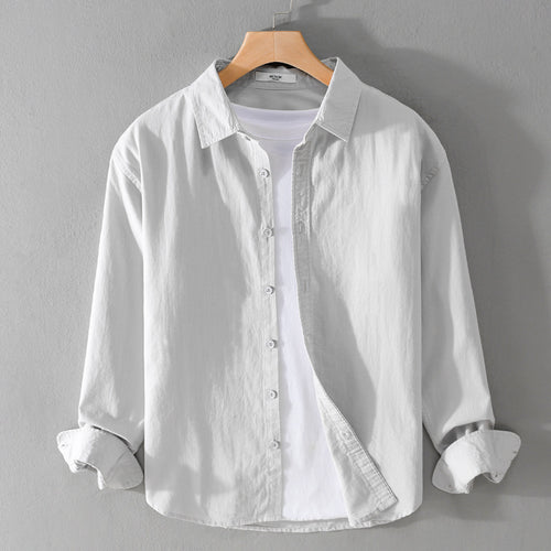 Herren Minimalistisches Leichtes Baumwoll-Überhemd im Relaxed-Look mit abgerundetem Saum Echoarchiv