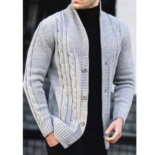 Herren Grobstrick-Cardigan mit Zopfmuster und schickem Revers Echoarchiv