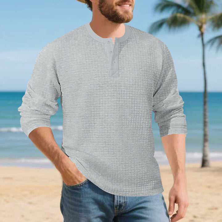 Herren Elegantes Langarmshirt mit Knopfleiste und strukturiertem Stoff Echoarchiv