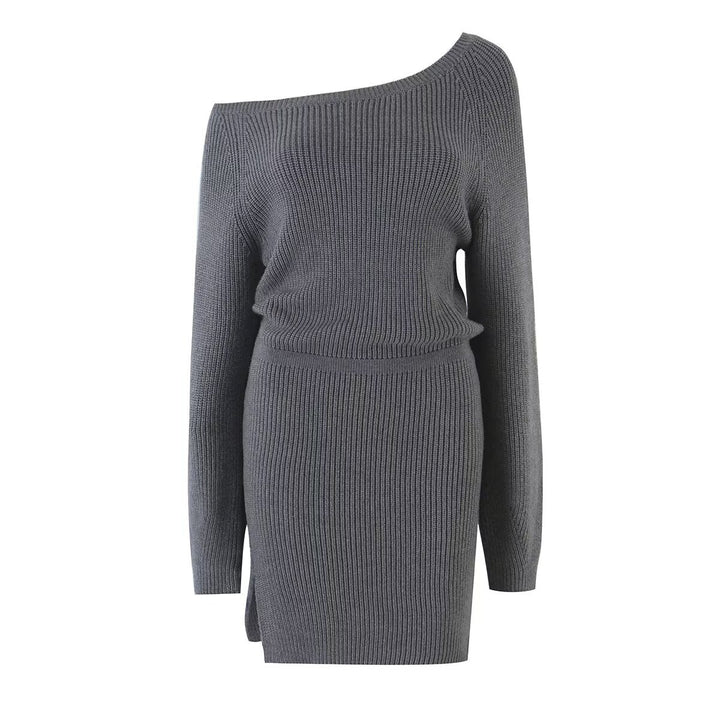 Damen Figurbetontes Rippstrick-Minikleid mit Ein-Schulter-Design und Taillenbündchen Echo Archiv