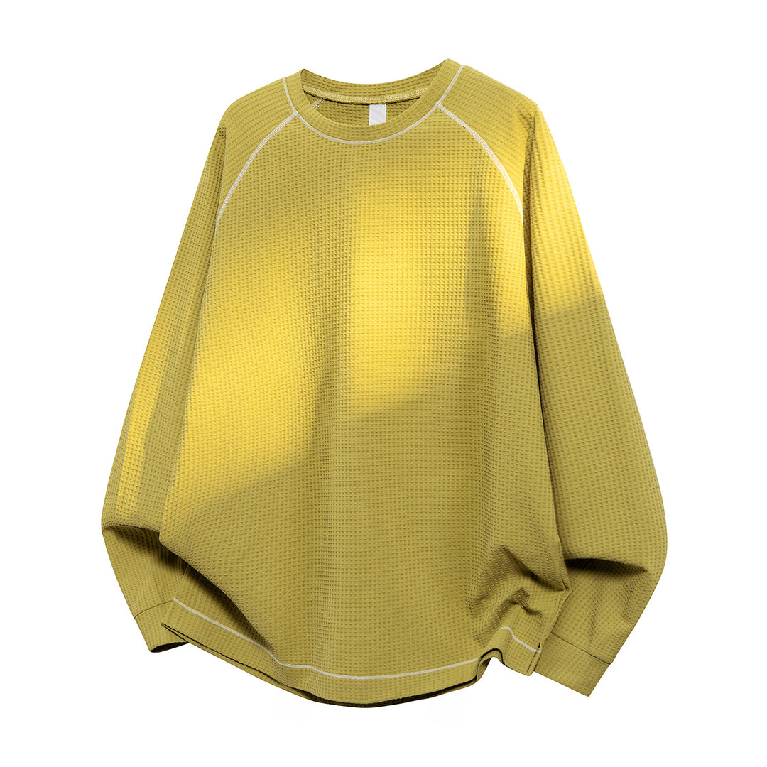 Herren Oversize Waffelstrick‑Sweatshirt mit Rundhals, Raglanärmeln und Kontrastnähten Echo Archiv