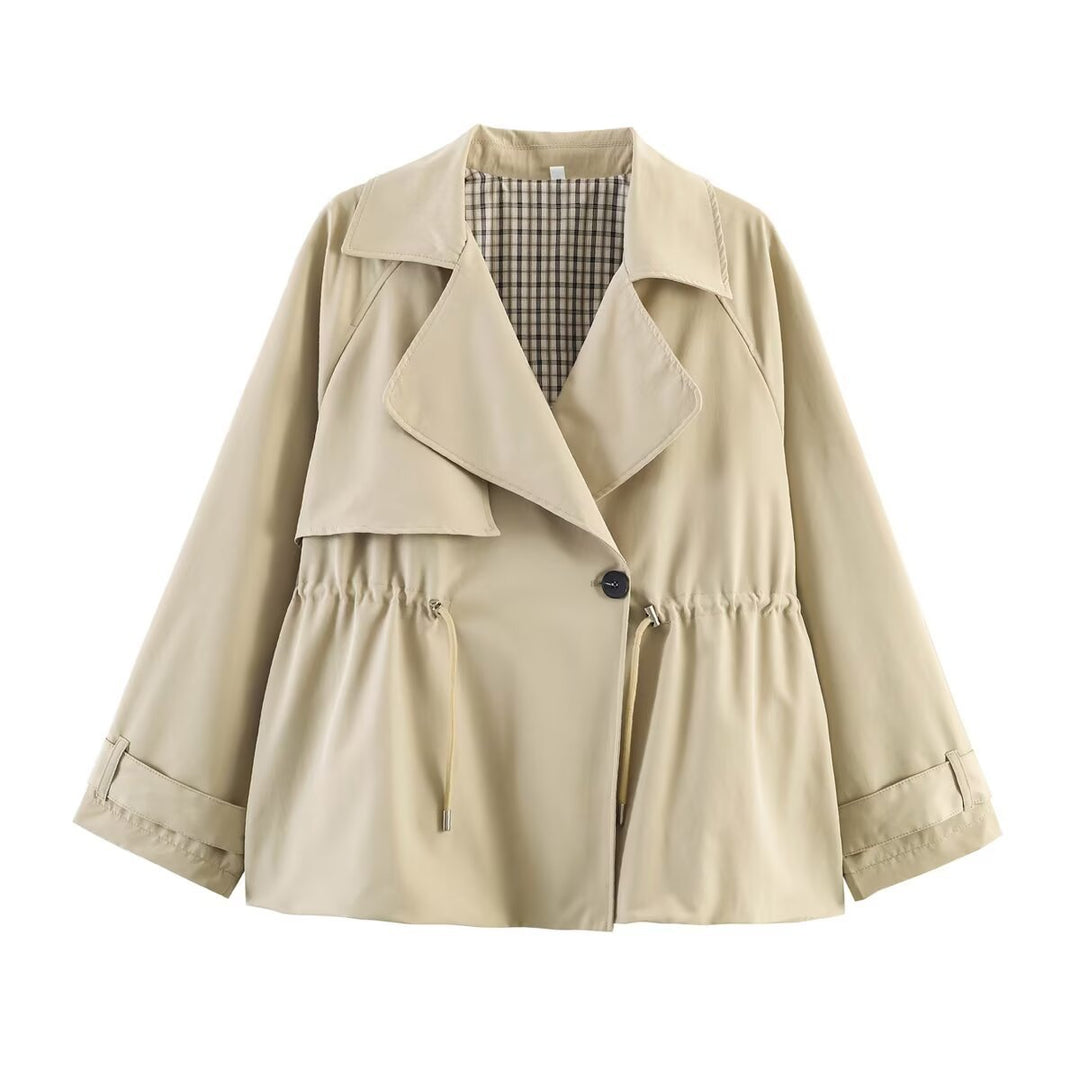 Damen Kurzer Trenchcoat mit Kordelzug-Taillierung Echo Archiv