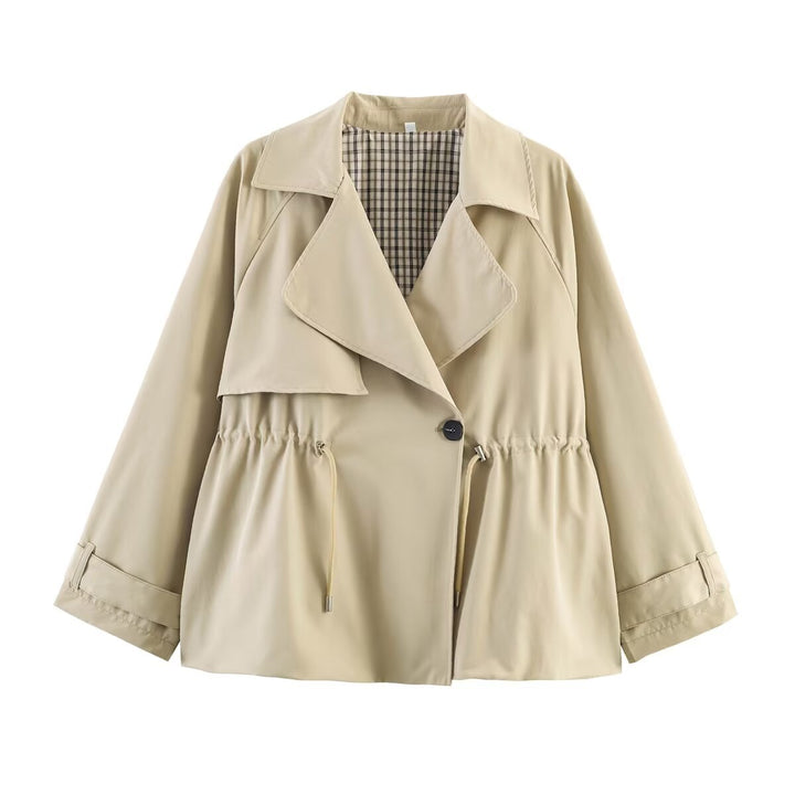 Damen Kurzer Trenchcoat mit Kordelzug-Taillierung Echo Archiv