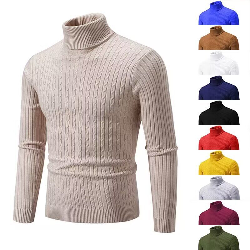 Herren nan Rollkragenpullover mit Zopfstrick und schlanker Passform Echo Archiv