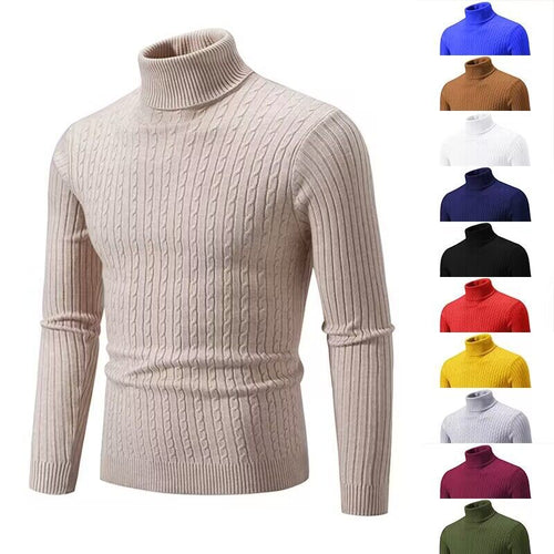 Herren nan Rollkragenpullover mit Zopfstrick und schlanker Passform Echo Archiv