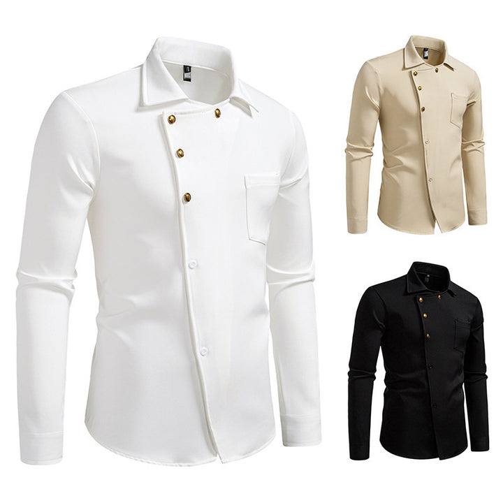 Herren elegantes Hemd mit asymmetrischem Knopfdesign Echoarchiv