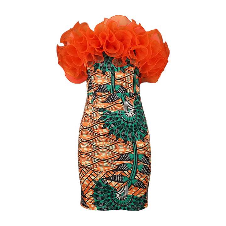 Damen figurbetontes Kleid mit voluminösen Rüschen Echo Archiv