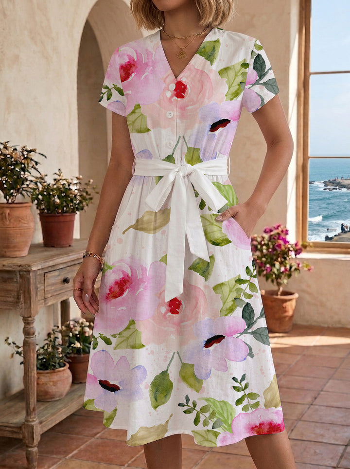 Damen Midi-Kleid mit floralem Design und bequemer Passform Echo Archiv