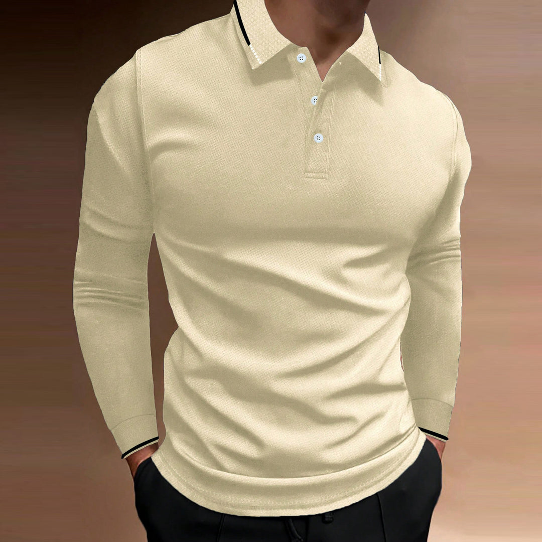Herren Langarm Poloshirt mit strukturiertem Design Echoarchiv