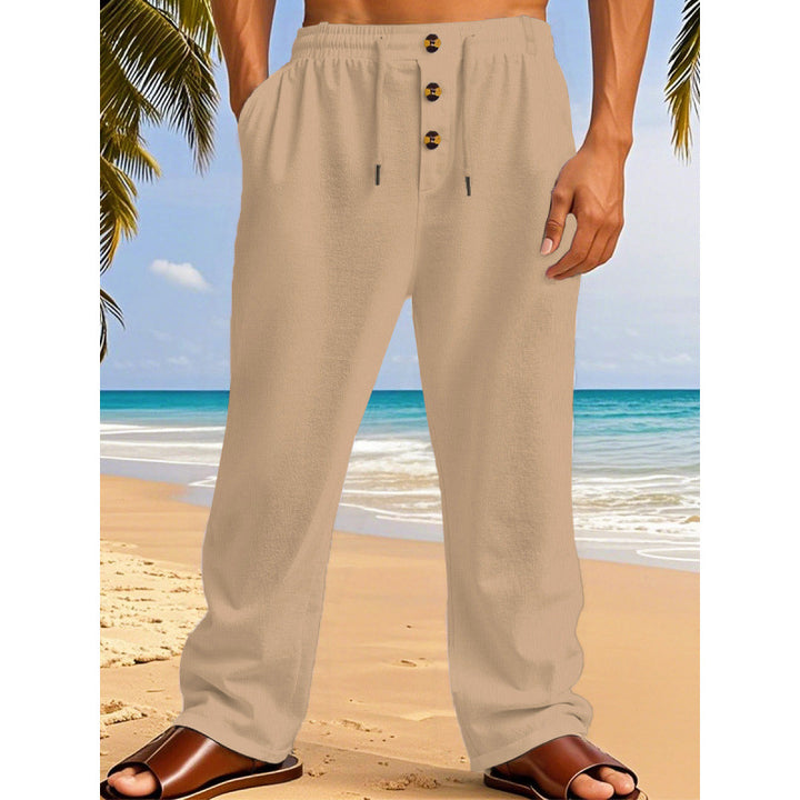 Herren Bequeme Sommerfreizeithose mit elastischem Bund und modernen Knopfdetails Echoarchiv