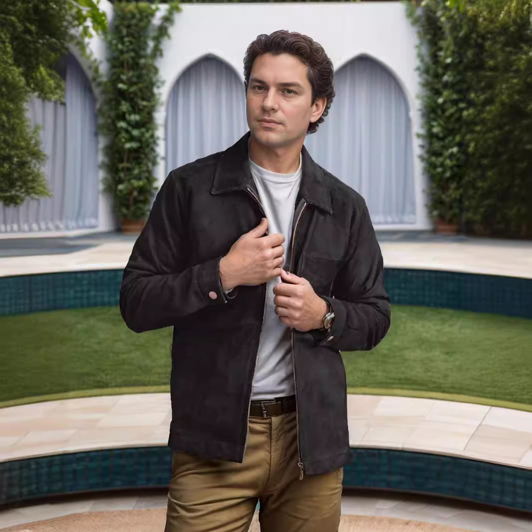Herren Suede-Jacke im minimalistischen Design Echoarchiv