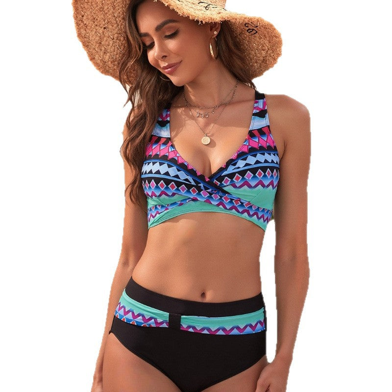 Damen Hochtailliertes Bikini-Set mit stilvollem Wickeldesign Echo Archiv