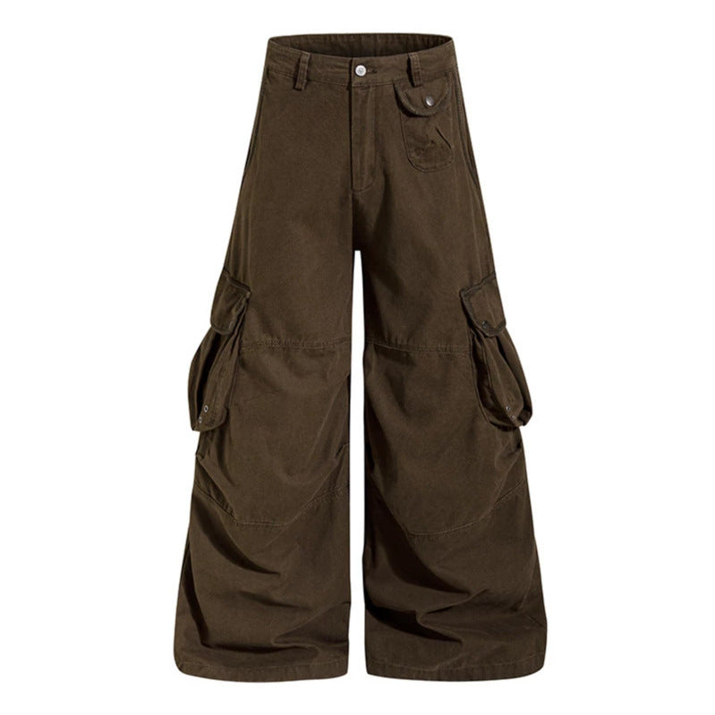 Damen weite Cargo‑Culottehose mit hoher Taille und Multifunktions‑Taschen Echoarchiv