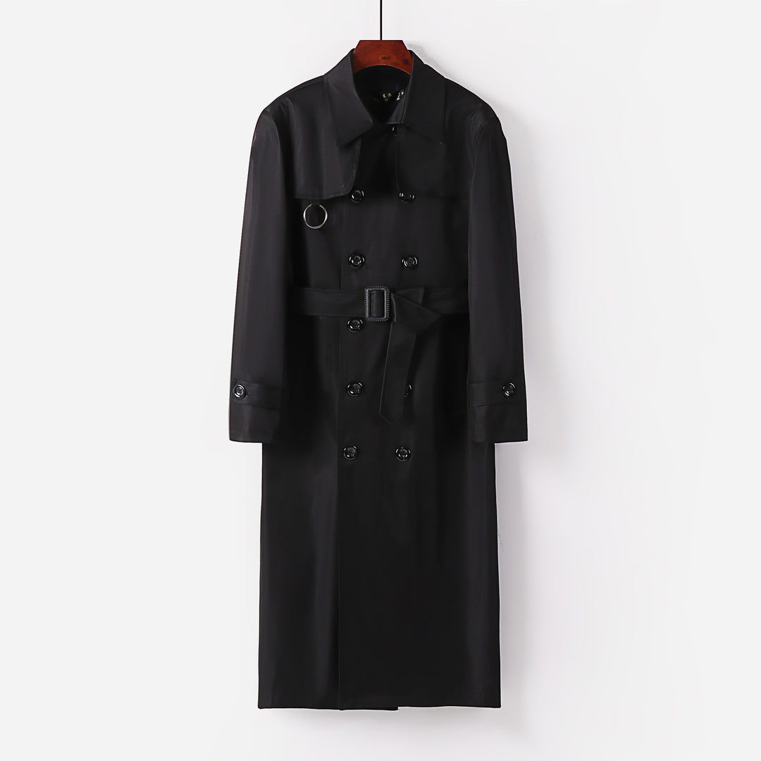 Herren Doppelreihiger Leichter Trenchcoat mit Taillengürtel Echoarchiv