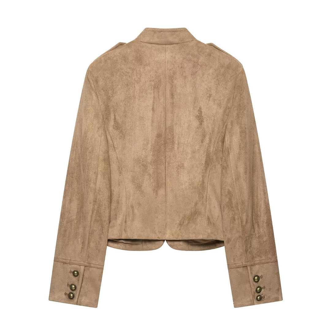 Damen Kurzjacke im Military‑Stil mit Stehkragen und Zierknopf‑Detail Echo Archiv