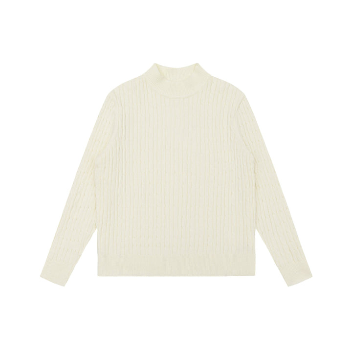 Unisex Grobstrick-Stehkragenpullover mit Zopfmuster Echoarchiv