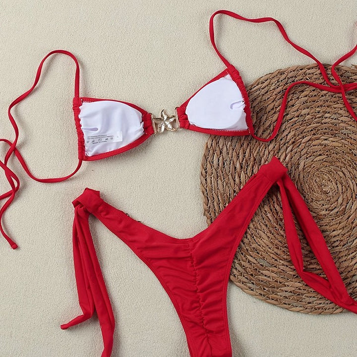 Damen Triangel-Bikini-Set mit verstellbaren Bändern und stylishen Gold-Details Echo Archiv