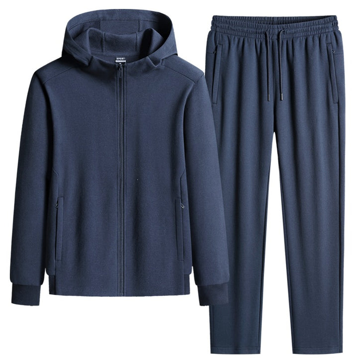 Herren zweiteiliges Kapuzen‑Trainingsset aus French‑Terry mit Reißverschlussjacke & konischer Jogginghose Echoarchiv