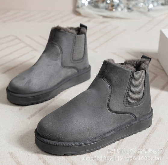 Damen Gefütterte Chelsea-Stiefelette aus Wildlederoptik mit elastischem Einsatz und Profilsohle – Varelle