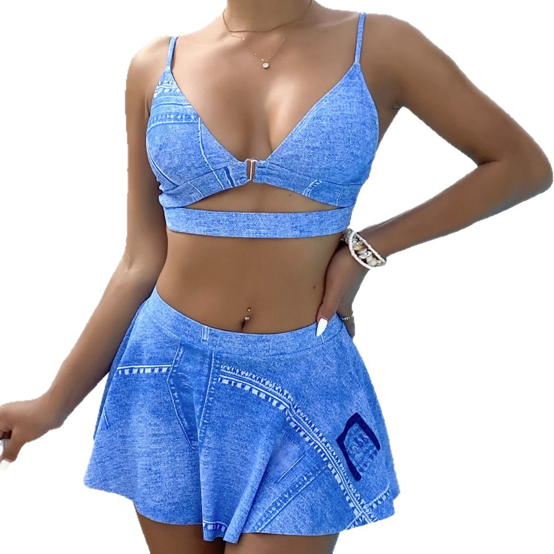 Damen Trendiges Denim-Bikini-Set Echo Archiv
