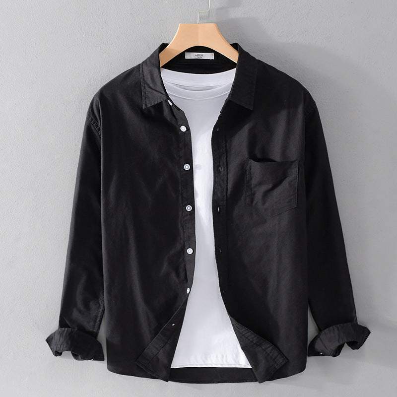 Herren Lässiges Baumwoll-Layering-Overshirt mit Kentkragen, Brusttasche und softem Twill-Finish Echoarchiv