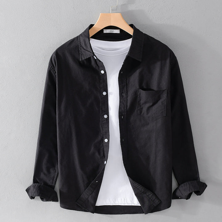 Herren Lässiges Baumwoll-Layering-Overshirt mit Kentkragen, Brusttasche und softem Twill-Finish Echoarchiv