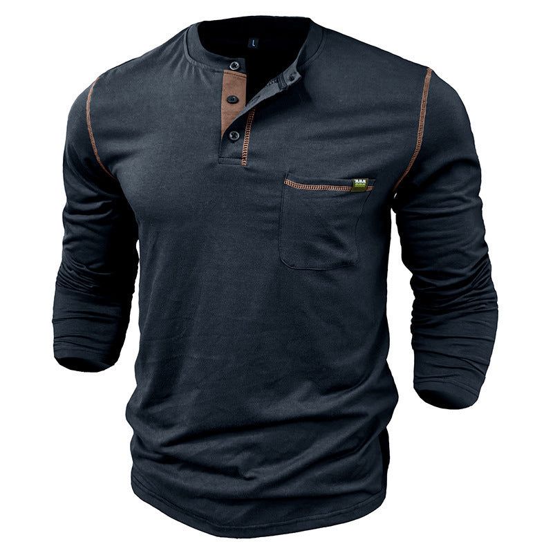 Herren Langarm Henley-Shirt mit modernem Strukturdesign Echoarchiv