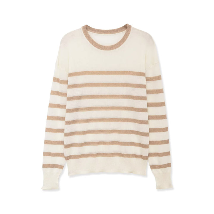Damen Feinstrickpullover mit Lurex-Streifen und Rundhalsausschnitt Echo Archiv