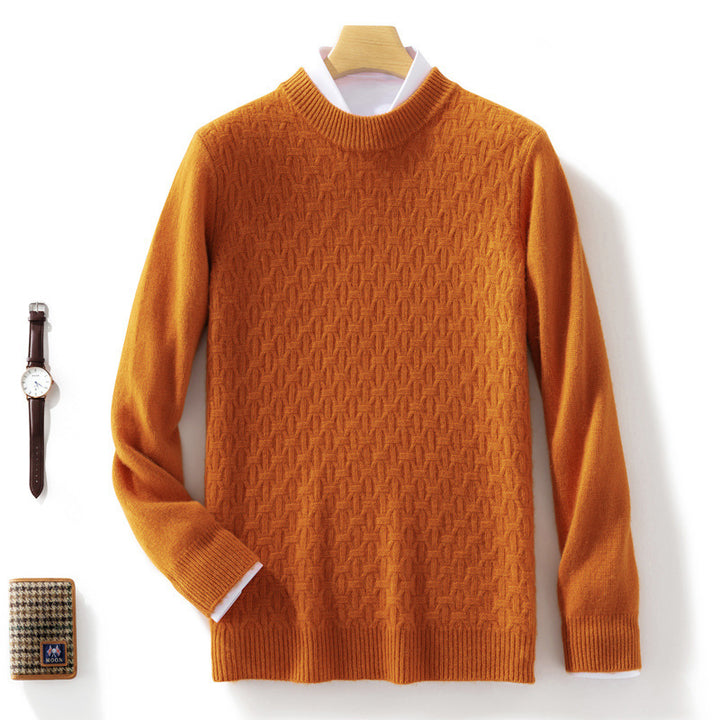 Damen Strukturierter Mockneck-Pullover im Kaschmir‑Look mit geometrischer Wabenstruktur Echoarchiv