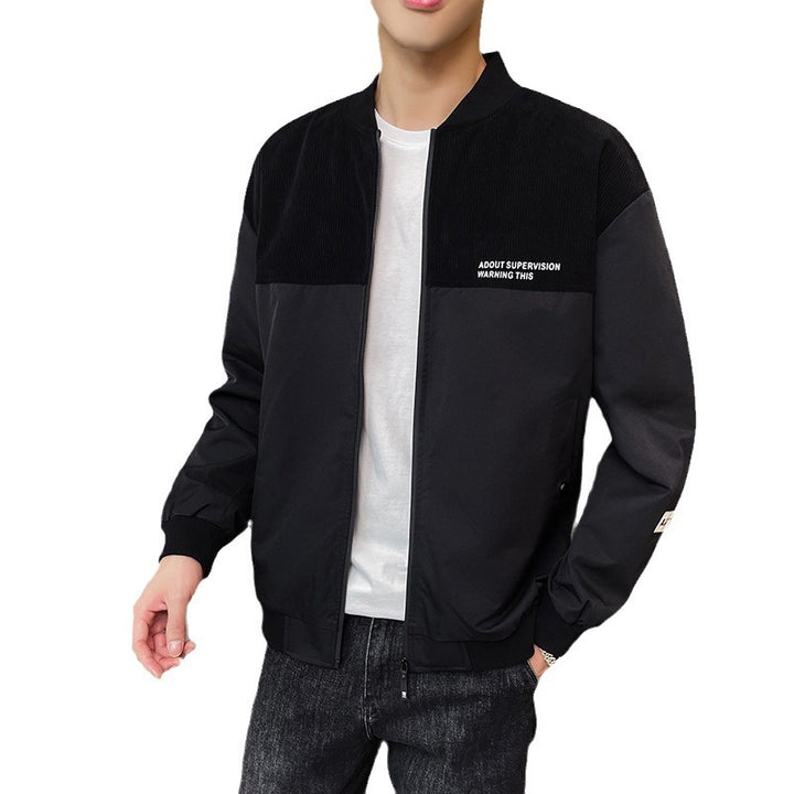 Herren Bomberjacke mit gestreiftem Cord und modischem Aufdruck Echoarchiv