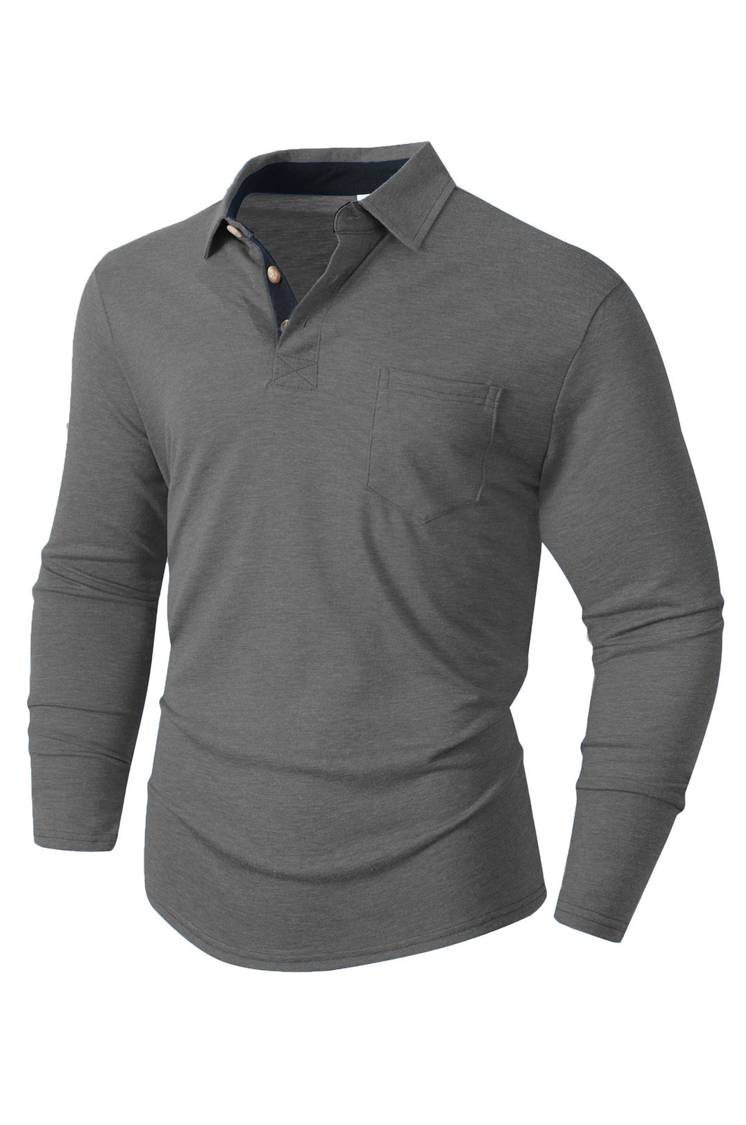 Herren elegantes Langarm Poloshirt mit modernem Kragen und leichtem Stretch Echoarchiv