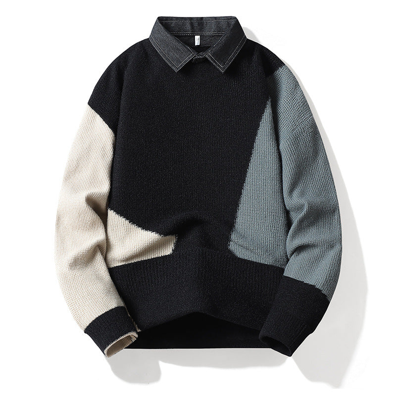 Herren Modischer Strickpullover mit Hemdkragen Echo Archiv