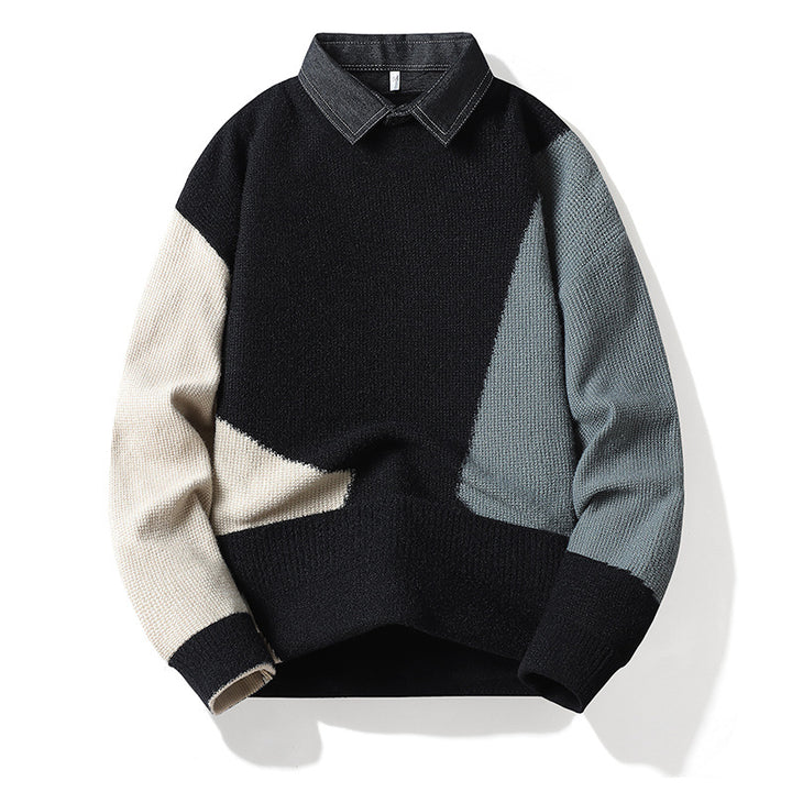Herren Modischer Strickpullover mit Hemdkragen Echo Archiv