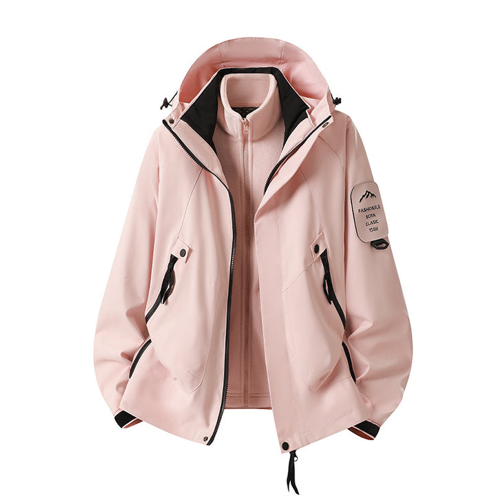 Herren Zwei-in-eins Wetterschutzjacke mit abnehmbarer Steppweste und verstellbarer Kapuze Echoarchiv